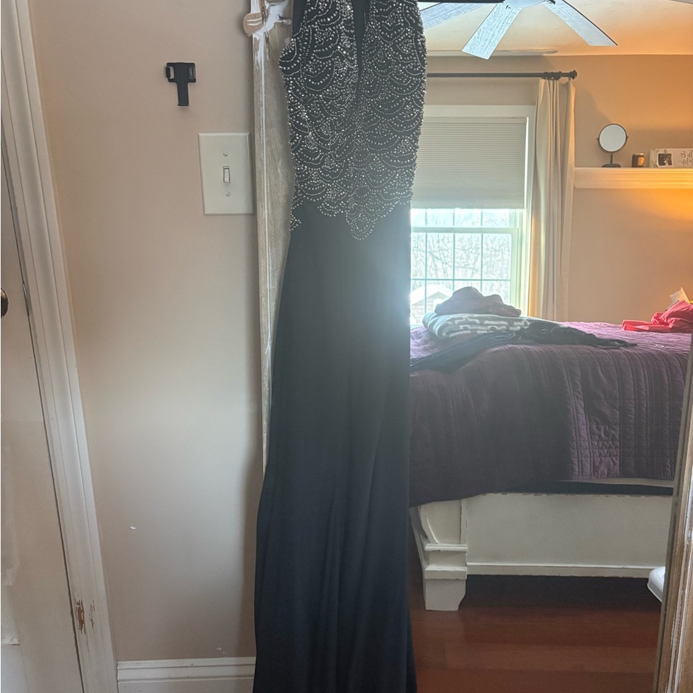 Elegant Black and Silver Beaded Gown